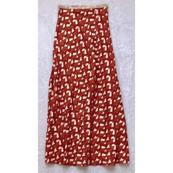 NWT Zara Printed Linen Blend Beaded Waistband High Waisted Maxi Skirt, Size XS - Picture 15 of 15